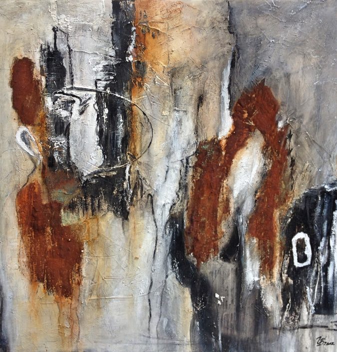 Ursula Schmidt - Abstrakte Malerei - Mischtechnik - Acryl, Bitumen, Rost 60 x 60 cm