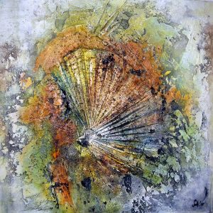 Ursula Schmidt - Abstrakte Malerei - Strukturbild - Marmormehl, Sumpfkalk, Öle, Beize 60 x 60 cm