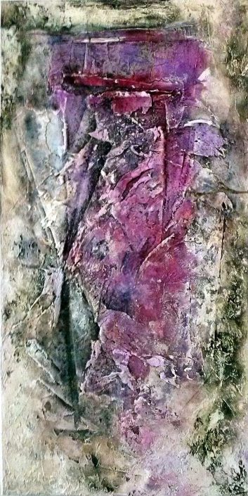 Ursula Schmidt - Abstrakte Malerei - Strukturbild - Spachtelmasse, Öle, Tusche, Pigmente, Beize 50 x 100 cm