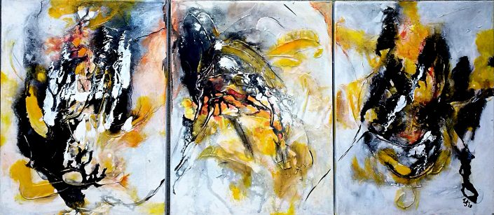 Ursula Schmidt - Abstrakte Malerei - Acrylbild - Triptychon 40 x 90 cm