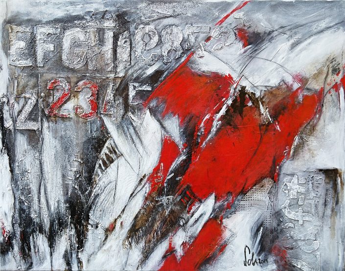 Ursula Schmidt - Abstrakte Malerei - Mischtechnik - Strukturmasse, Bitumen, Acryl 70 x 90 cm
