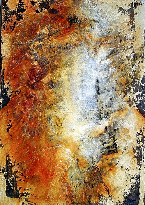 Ursula Schmidt - Abstrakte Malerei - Strukturbild - Gipshaftputz 70 x 100 cm