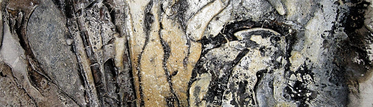 Ursula Schmidt - Abstrakte Malerei - Strukturbild - Grisaille - Marmormehl, Öle, Pigmente 90 x 70 cm